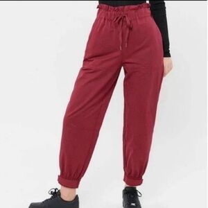 URBAN OUTFITTERS Joggers Size M  Paperbag High Waisted  Lounge Pants Burgundy